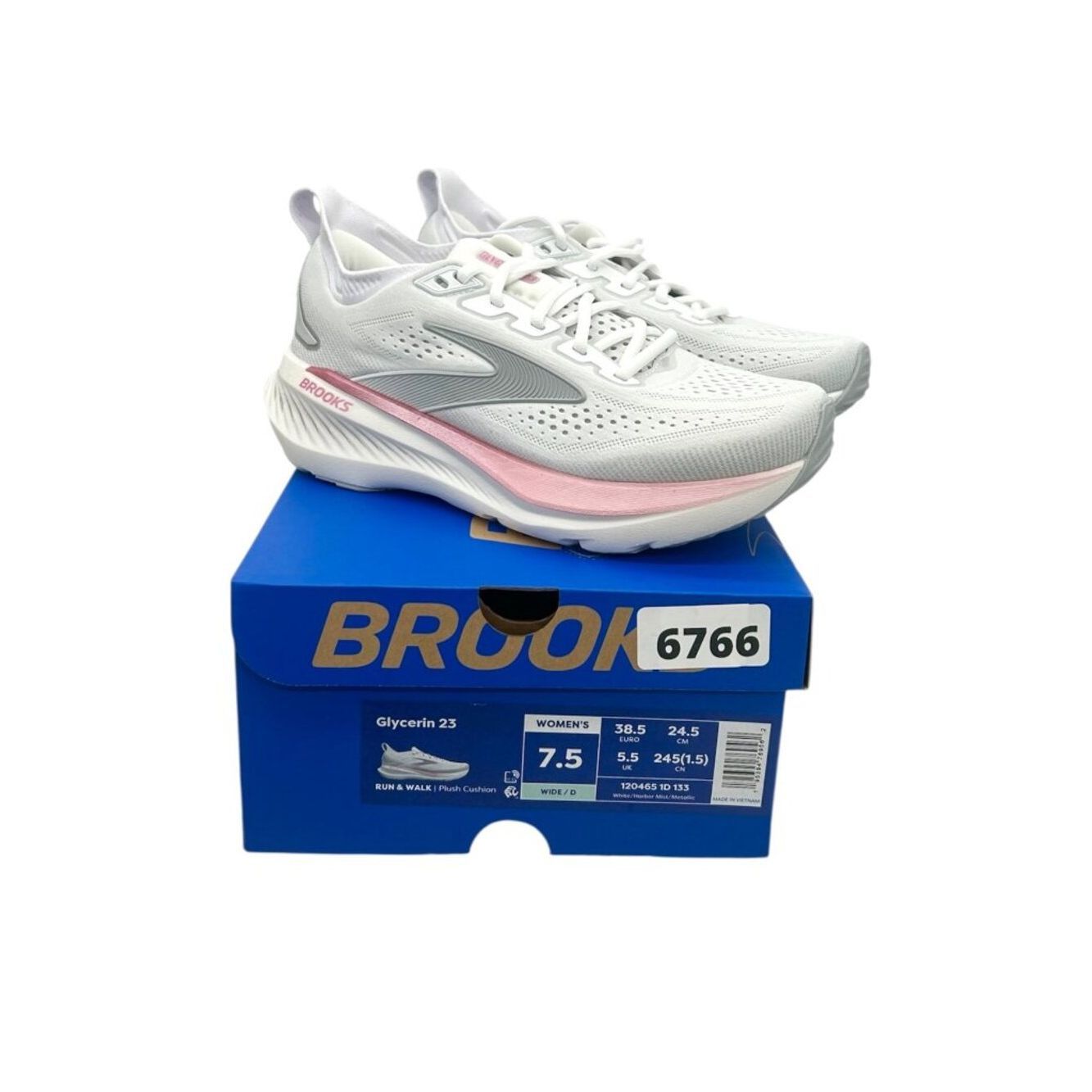 Brooks Glycerin 23 Women’s Size 7.5d Wide White Harbor Mist Running Shoes